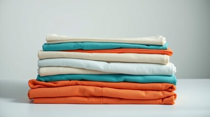 Neatly Stacked Fabric: A Serene Study in Texture and Color