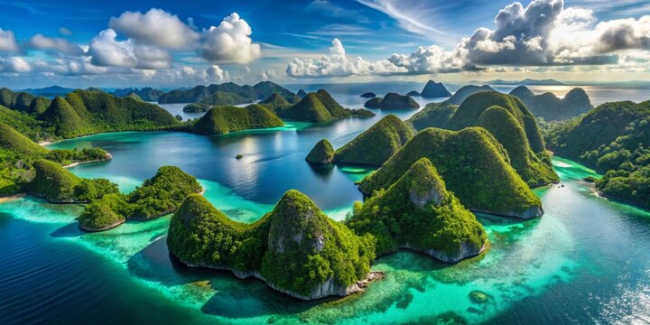 Raja Ampat Wayag Islands Drone Aerial View: Stunning Bokeh Effect Scenery