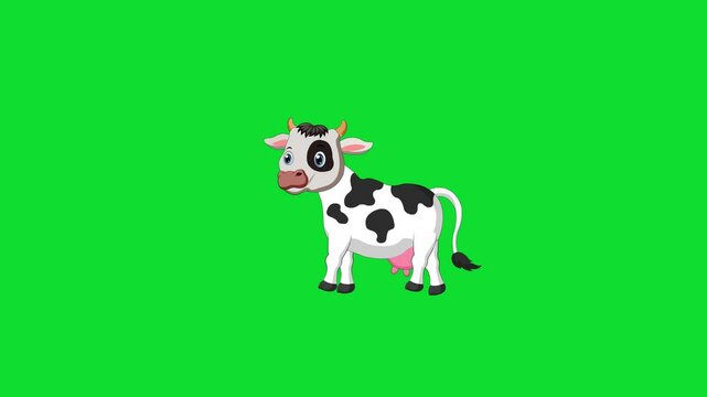 2D cow character walking and animation in place greenbox