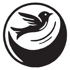 Silhouette of a bird on white background