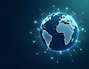 Futuristic Digital Globe with Global Network Connections and Technology Links