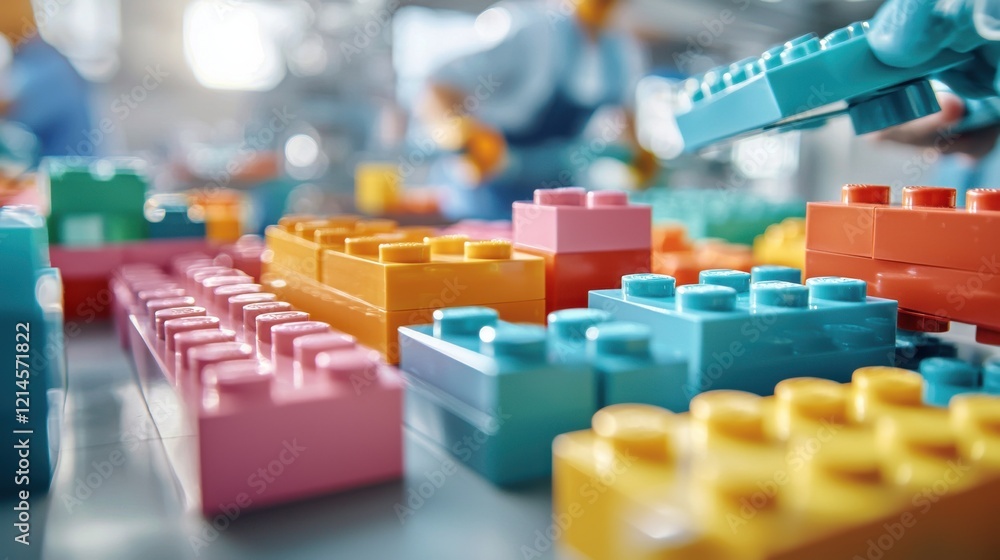 Aufkleber colorful building blocks arranged in geometric patterns on a table