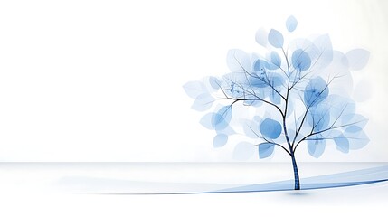 Serene Blue Tree  Abstract Nature Background