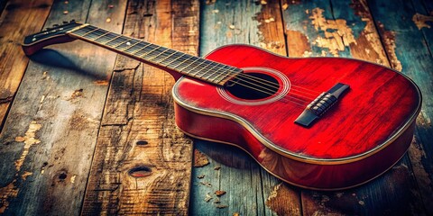 Obraz premium Red Distressed Guitar Minimalist Still Life Photography