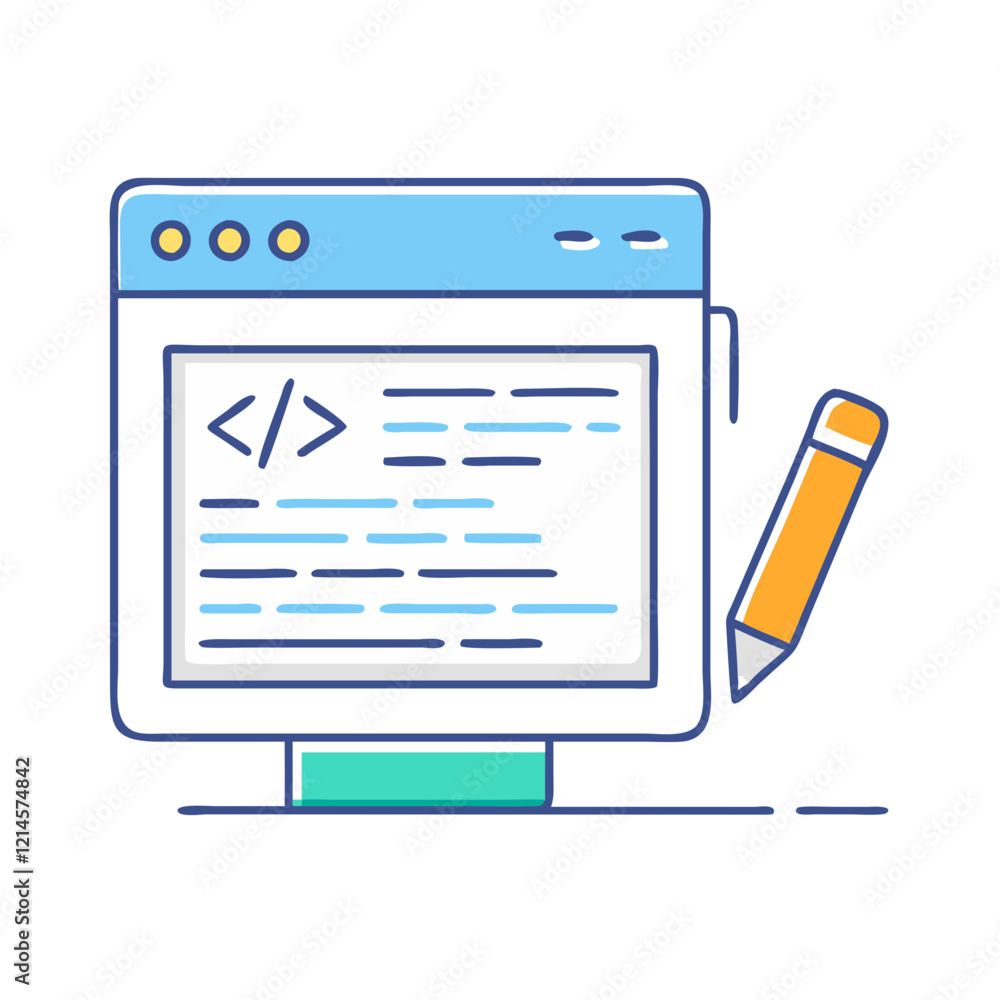 Fototapete code editor icon, code editor vector illustration-simple illustration of code editor, perfect for co