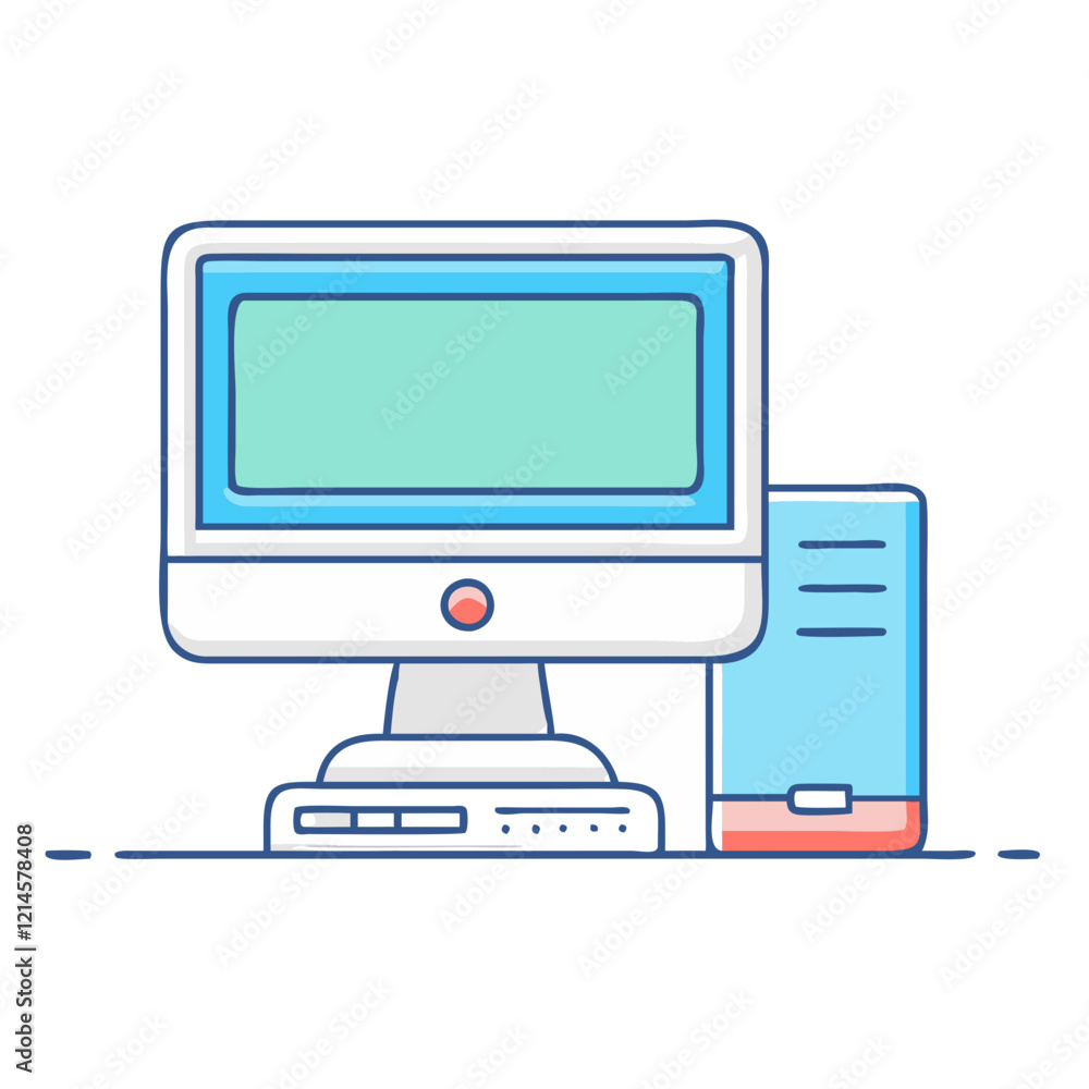 Aufkleber desktop computer icon, desktop computer vector illustration-simple illustration of desktop computer,