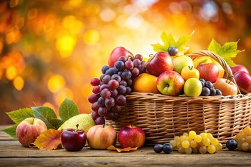 Fresh Fruit Basket Harvest Abundance Banner Design - Healthy Eating