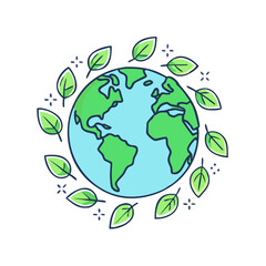 earth with leaves icon, earth with leaves vector illustration-simple illustration of earth with leaves, perfect for earth with leaves logos and icons
