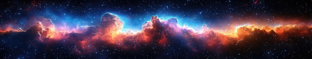 Obraz premium Cosmic Nebula with Vibrant Hues and Glowing Starscapes