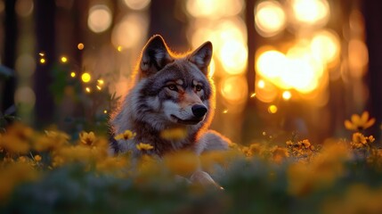 Majestic Wolf at Golden Hour