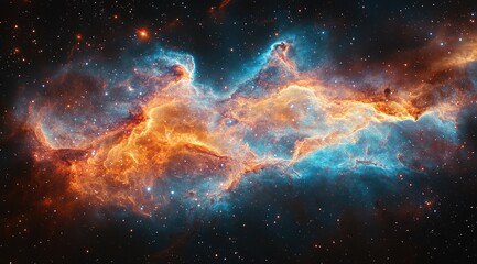 Cosmic Nebula with Vivid Orange and Blue Hues