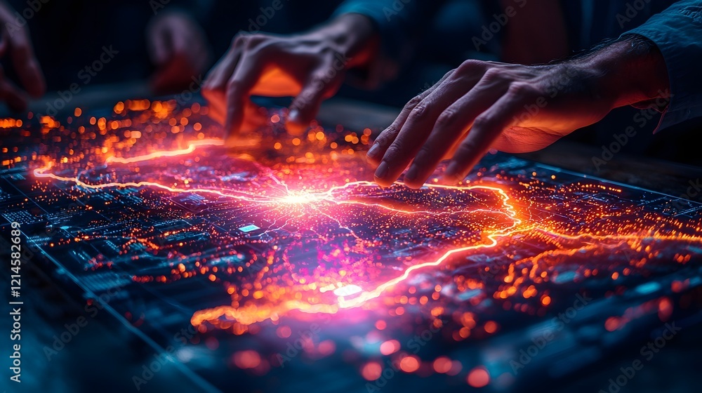Aufkleber digital teamwork map charting strategic path to success in business