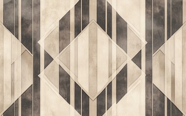 Obraz premium Geometric art deco pattern in beige and brown tones.