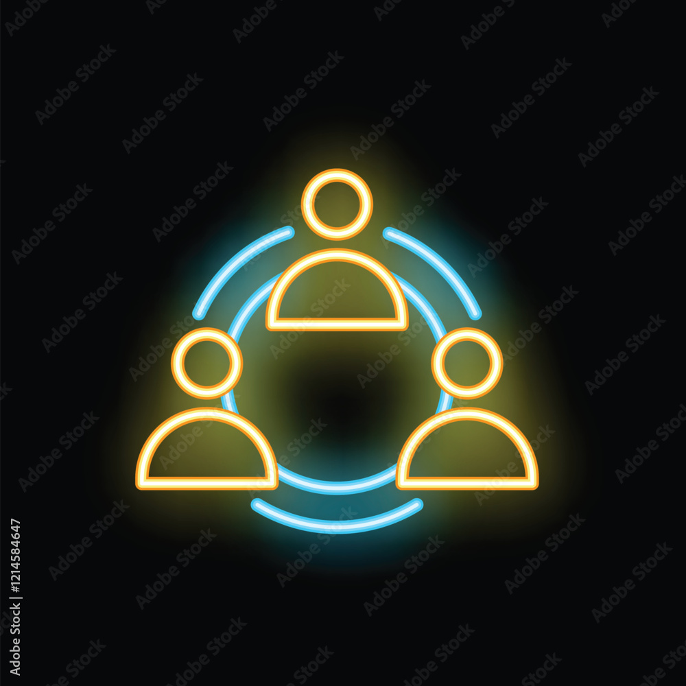 Aufkleber neon icon of people connecting and networking with each other