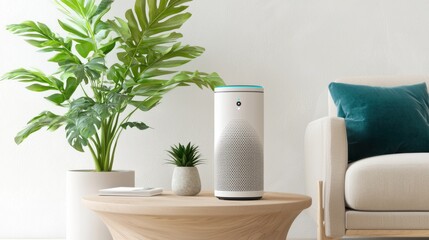 Cozy and Inviting Minimalist Living Room with Greenery and Soothing Decor Elements