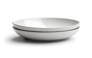 Two white bowls stacked, studio shot, for tableware catalog