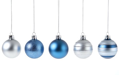 Christmas Ornaments, Hanging, Blue, Silver, Festive Decor