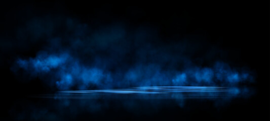 Fog or smoke, blue smog clouds on floor, isolated transparent special effect. Vector illustration, morning fog over land or water surface, magic haze.	