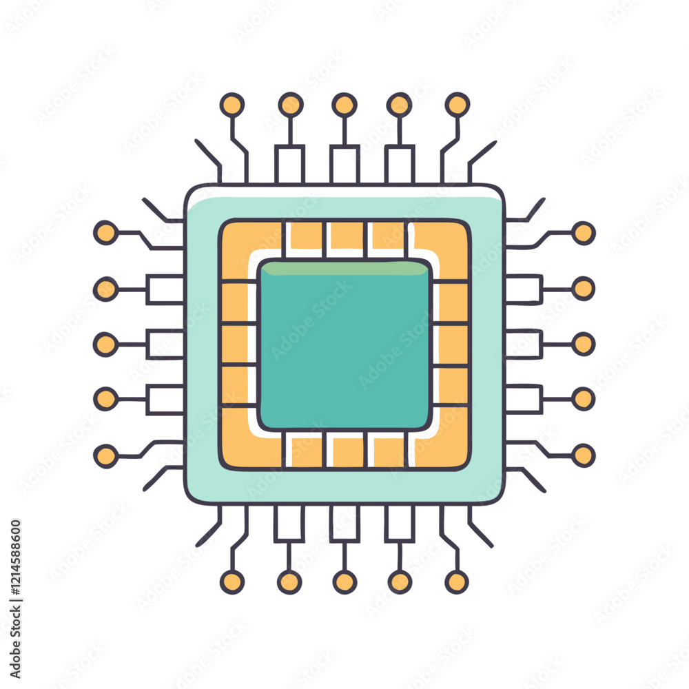 Fototapete processor chip cpu icon, processor chip cpu vector illustration-simple illustration of processor chi