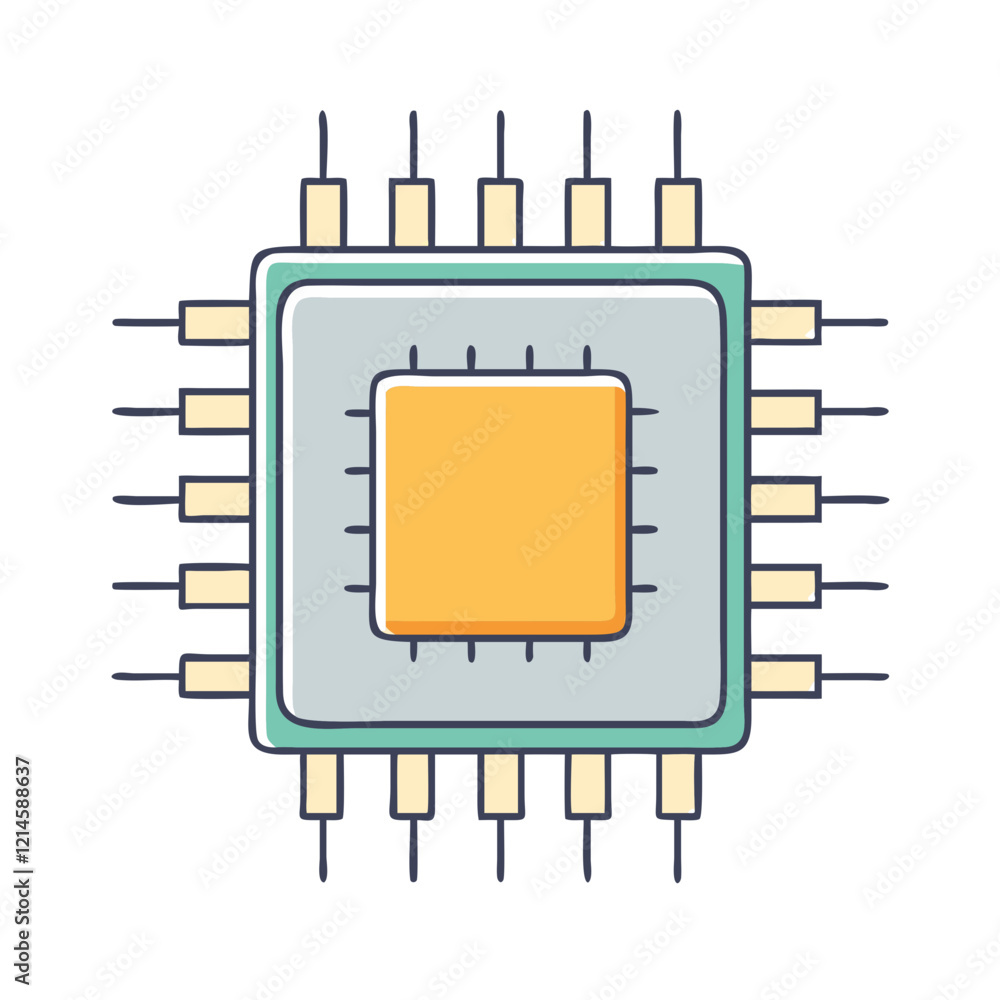 Fototapete processor chip cpu icon, processor chip cpu vector illustration-simple illustration of processor chi