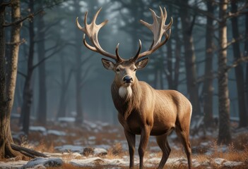 Fototapeta premium Antlered buck with majestic antlers spread wide, Animal head, Deer trophy, Wildlife taxidermy