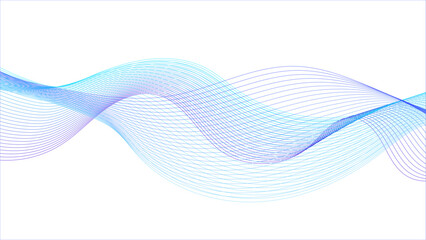 Wavy flowing curve pattern by colorful gradient blue purple pink on white background.