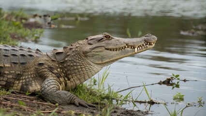 Naklejka premium crocodile in natural environment