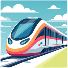 High-speed train in flat style. Vector illustration.