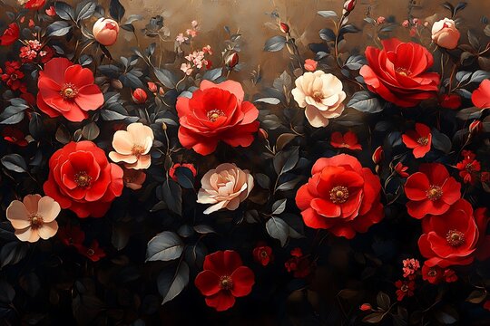 Romantic Floral Arrangement in Deep Red and White