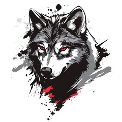 Abstract wolf portrait, graphic art design, possible use for apparel or branding