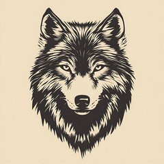 Vintage wolf head portrait, graphic design element