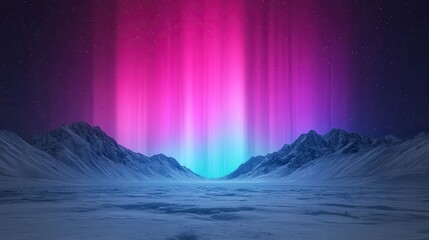 Fototapeta premium A spectacular aurora borealis display of colors . Vibrant aurora lights over a snowy mountain landscape at night.