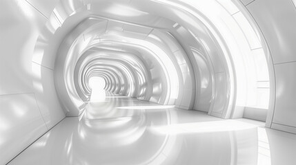 Obraz premium Futuristic White Tunnel with Sleek Reflective Design..