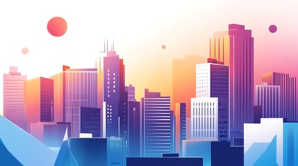 Obraz premium Colorful city skyline, abstract art, futuristic background, design inspiration, digital illustration