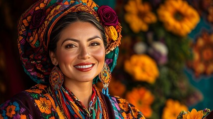 Fototapeta premium Vibrant Artisan Portrait at Cultural Festival portrait craftsmanship festival