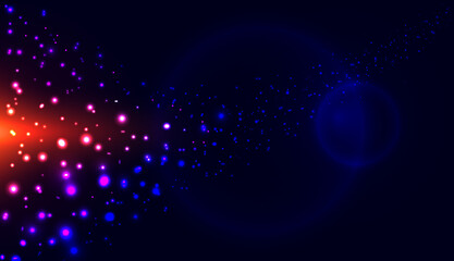 abstract Dark blue red glowing particles background