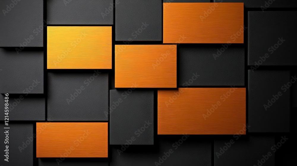 Poster abstract black and orange blocks: a mesmerizing pattern of dark grey and burnt orange blocks creates