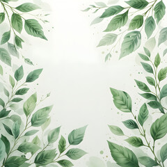 Delicate watercolor botanical digital paper floral background in soft basic pastel green tones. Neutral elegant pattern of green watercolor leaves on white paper. Botanical art. See Less
