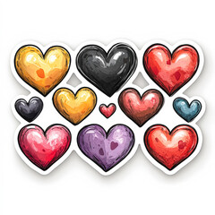 Fototapeta premium Collection of hearts in various colors and sizes