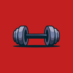 Illustration of a Dumbbell on Red Background