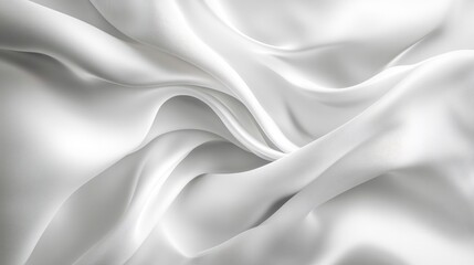 Fototapeta premium Elegant Draped White Silk Fabric, Luxurious Texture, Smooth and Soft Surface, Abstract Background, Studio Shot, Minimalist Design, High-Resolution Image