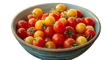 Bowl Filled with Vibrant, Ripe Tomatoes in Various Shades of Red and Yellow.
