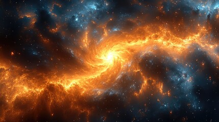 Obraz premium Fiery Nebula Swirl in Deep Space: Cosmic Dust and Stars