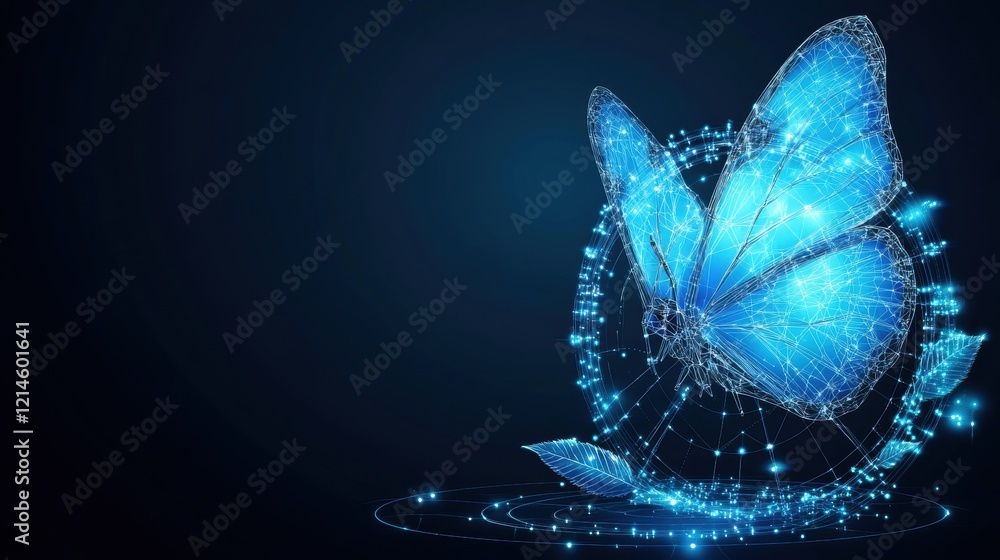 Poster Butterfly with a network design pattern on its wings isolated on white background