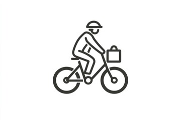 Fototapeta premium Delivery man riding bicycle with case delivering food or documents