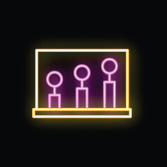 Neon sign showing three rings increasing in size with a black background