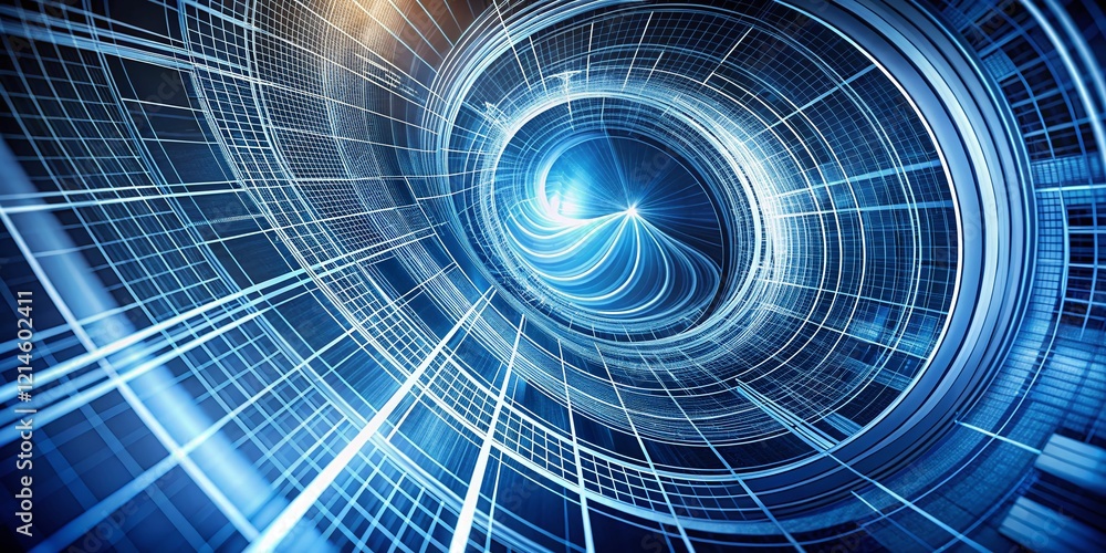 Poster Abstract Blueprint Vortex: Architectural Design Swirl Background