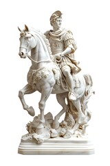 Majestic Roman Equestrian Statue Isolated on White Background