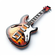 Obraz premium Glossy Orange Semi-Hollow Electric Guitar