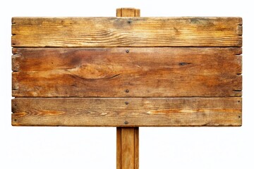 Rustic Wooden Empty Signboard, Isolated PNG, Vintage Style Blank Signage, Weathered Wood Texture